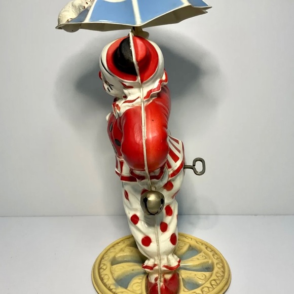Vintage Irwin Toy Plastic Wind Up Dancing Whirling Bimbo Clown With Umbrella - Picture 6 of 11